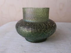 Antique Loetz Style Irridescent Green Glass Vase, circa 1900