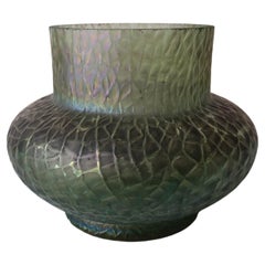 Antique Loetz Style Irridescent Green Glass Vase, circa 1900