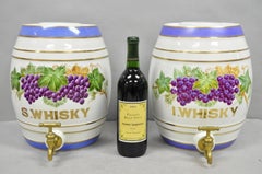 Antique Loftus London English Victorian Porcelain Spirits Whisky Barrels - Pair