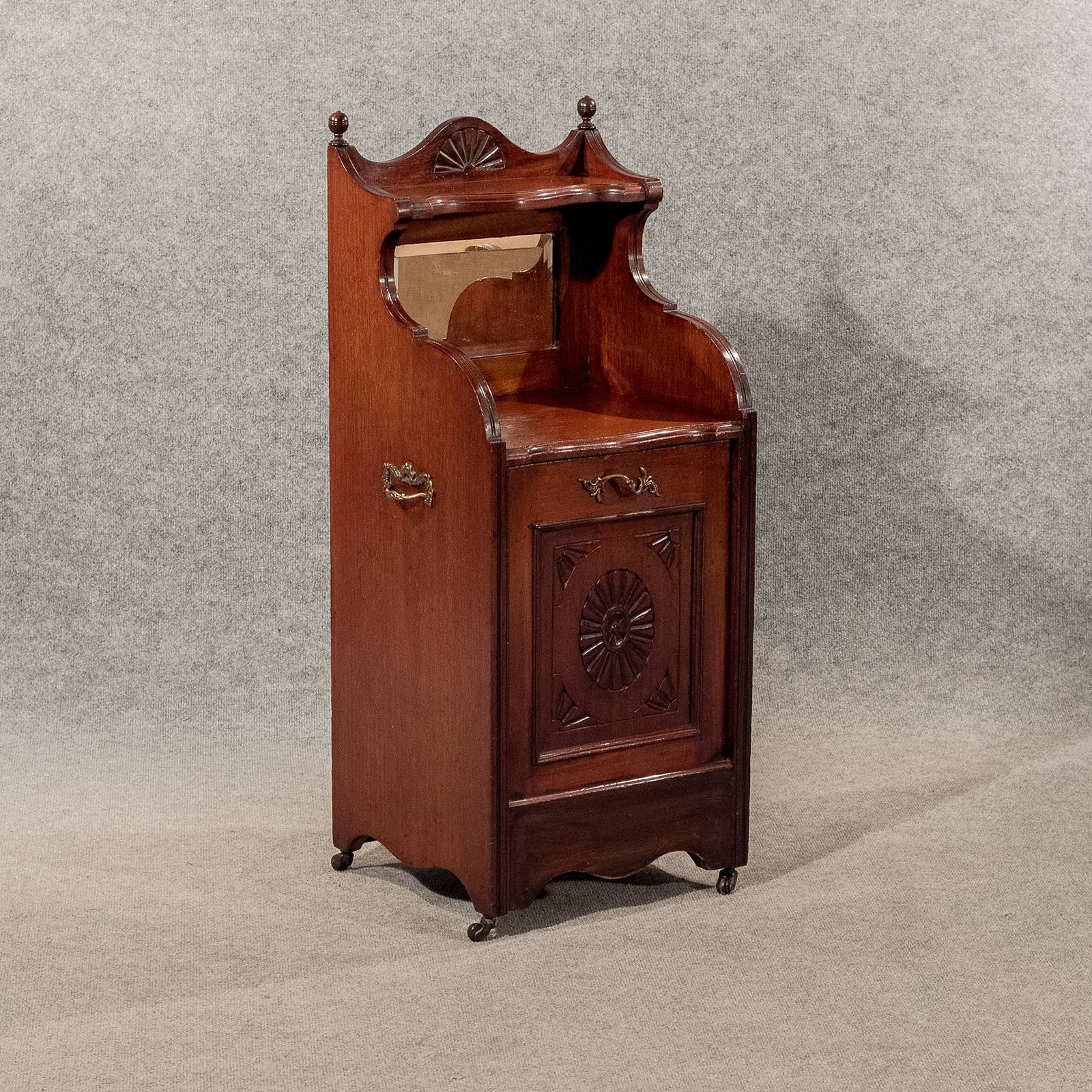 Early 20th Century Antique Log Bin Coal Purdonium Cabinet Fire Side Hearth Store Walnut, circa 1910
