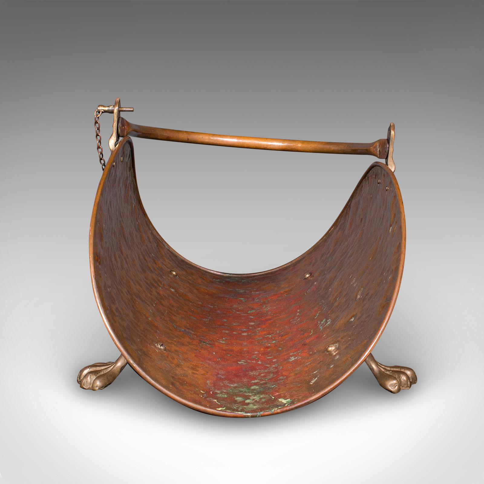 Late 19th Century Antique Log Layer, English, Copper, Brass, Fireside Fuel Tray, Victorian, C.1870 For Sale