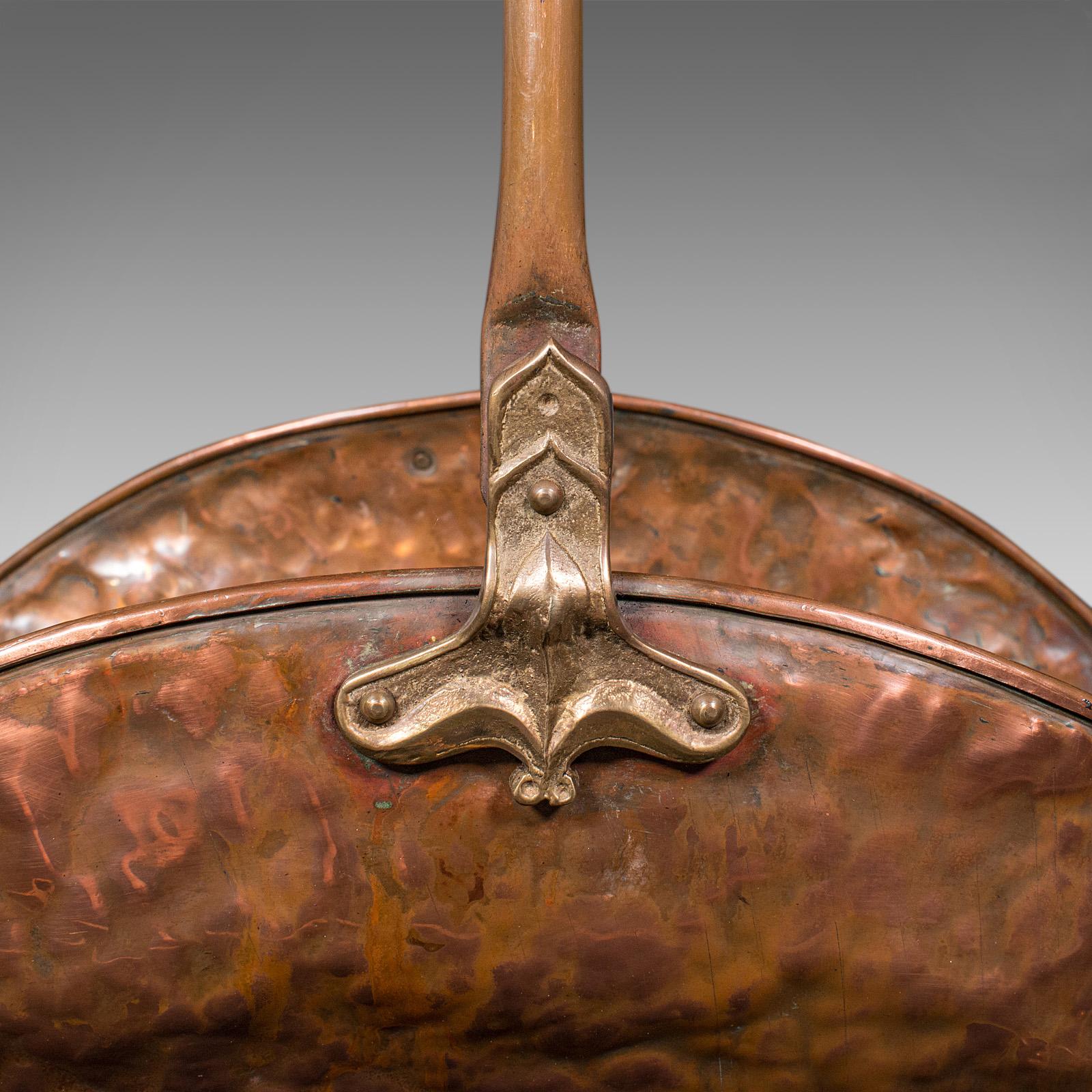 Antique Log Layer, English, Copper, Brass, Fireside Fuel Tray, Victorian, C.1870 For Sale 2