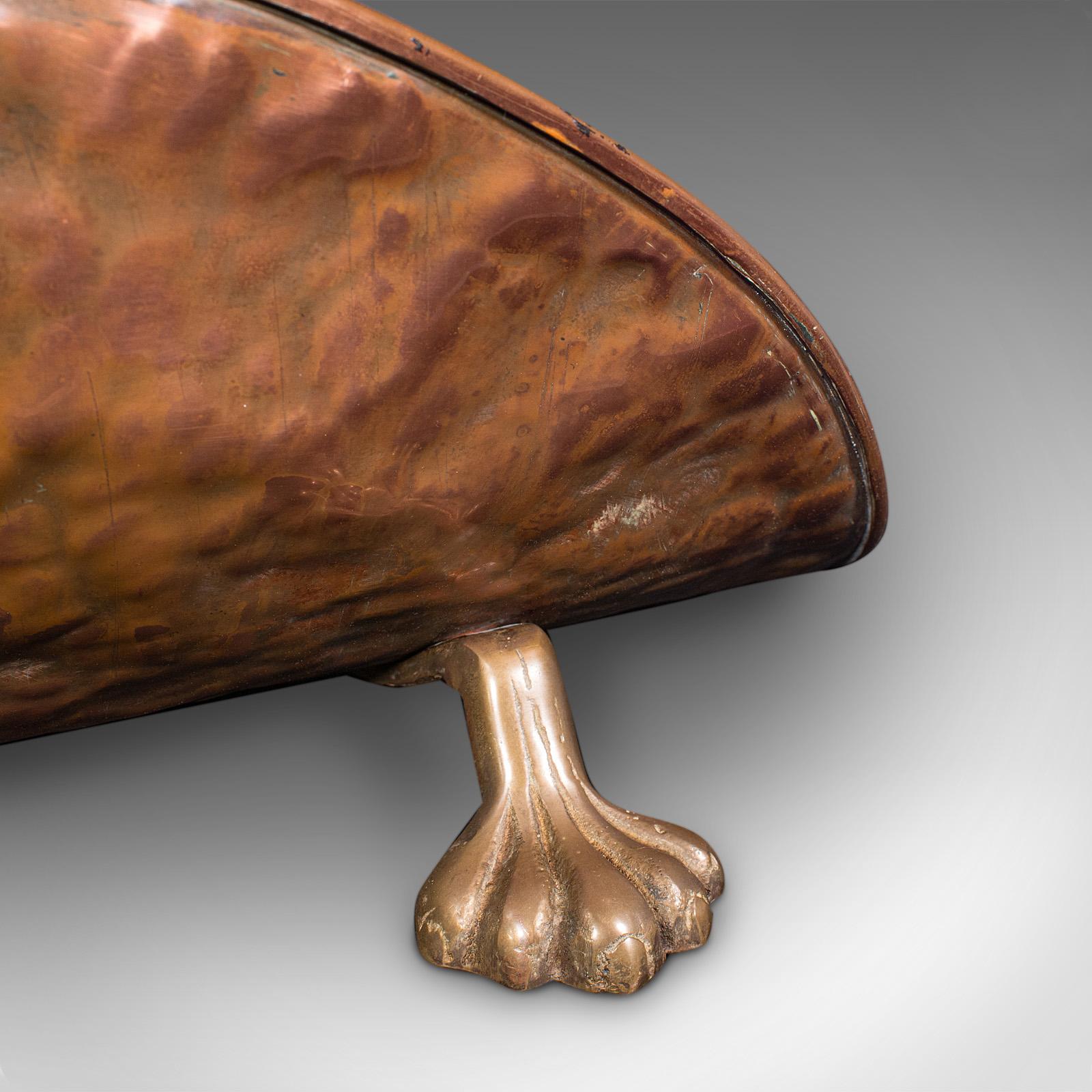 Antique Log Layer, English, Copper, Brass, Fireside Fuel Tray, Victorian, C.1870 For Sale 3