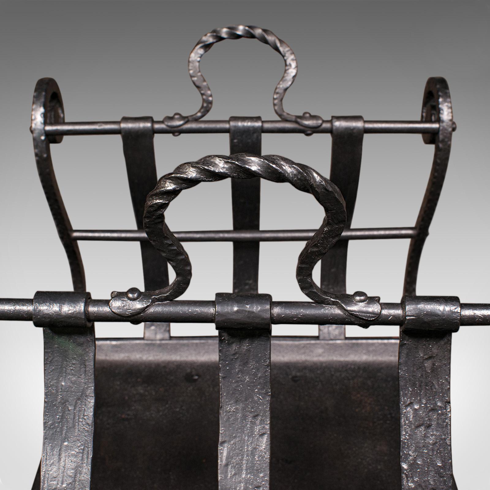 Antique Log Layer, English, Wrought Iron Fireside Fuel Keeper, Victorian, C.1850 For Sale 2