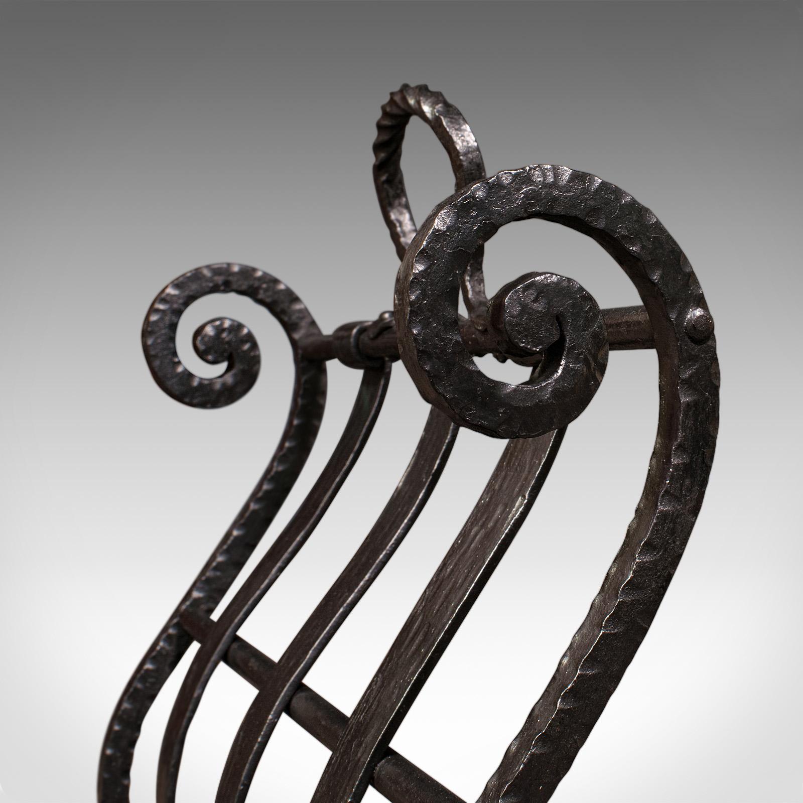 Antique Log Layer, English, Wrought Iron Fireside Fuel Keeper, Victorian, C.1850 For Sale 3