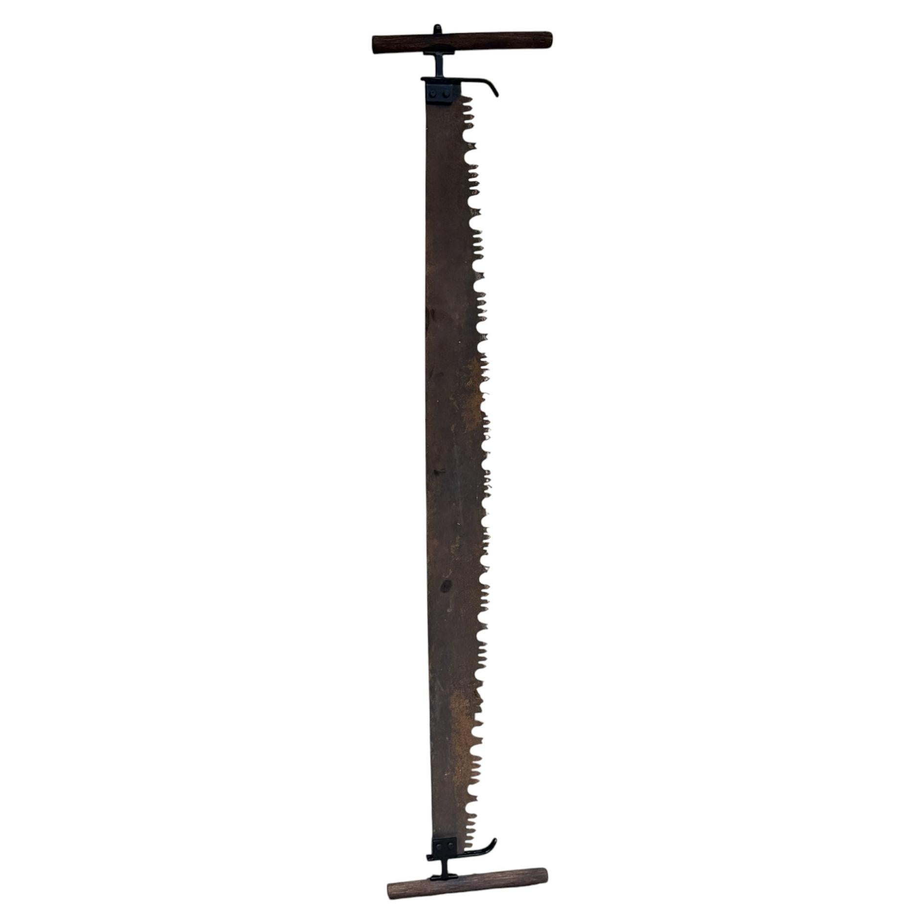 Antique Logging Tool Two-Man Crosscut Saw Wall Sculpture Decoration