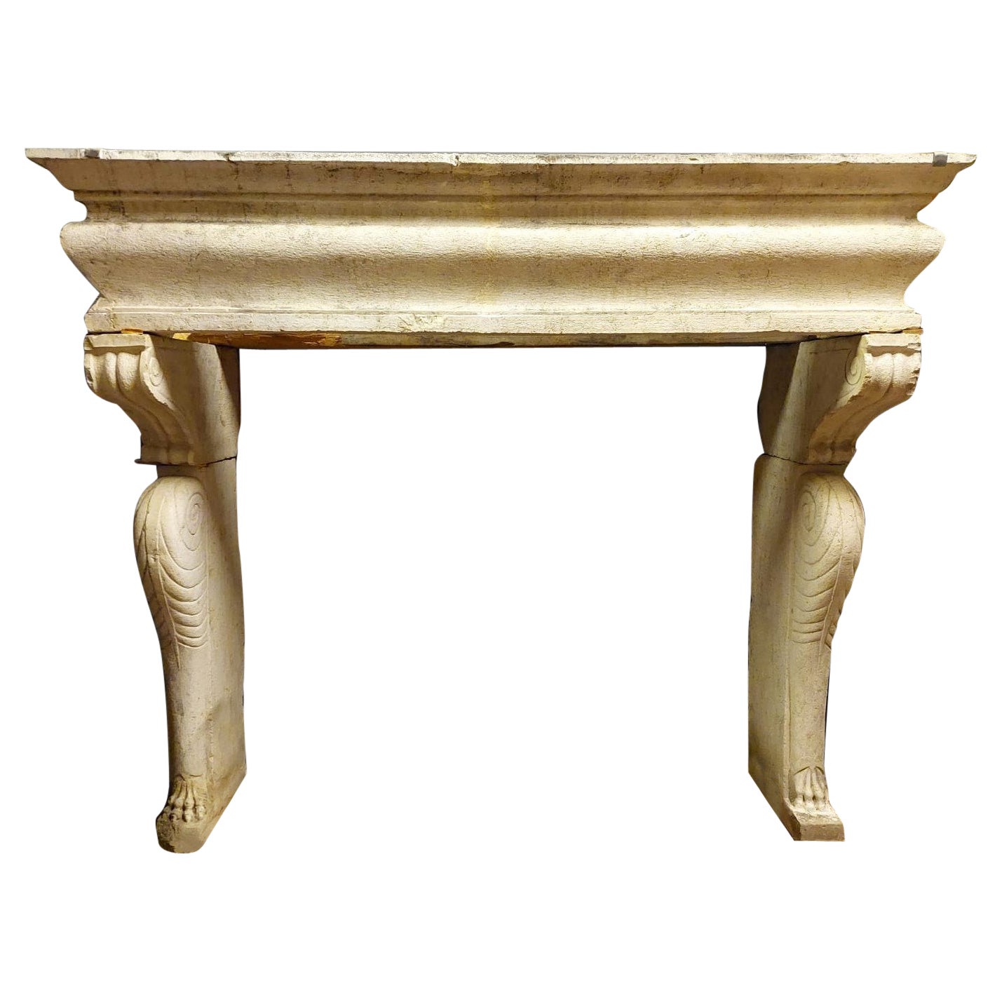 Antique Lombard Fireplace Mantle in Botticino Stone, 17th Century Italy