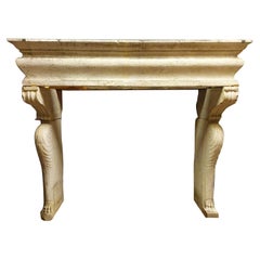 Antique Lombard Fireplace Mantle in Botticino Stone, 17th Century Italy