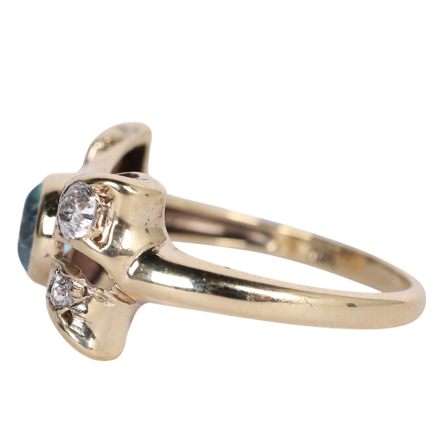 Antiguo anillo LONDON de topacio azul y nudo de diamantes en Bueno estado para la venta en Salt Lake Cty, UT