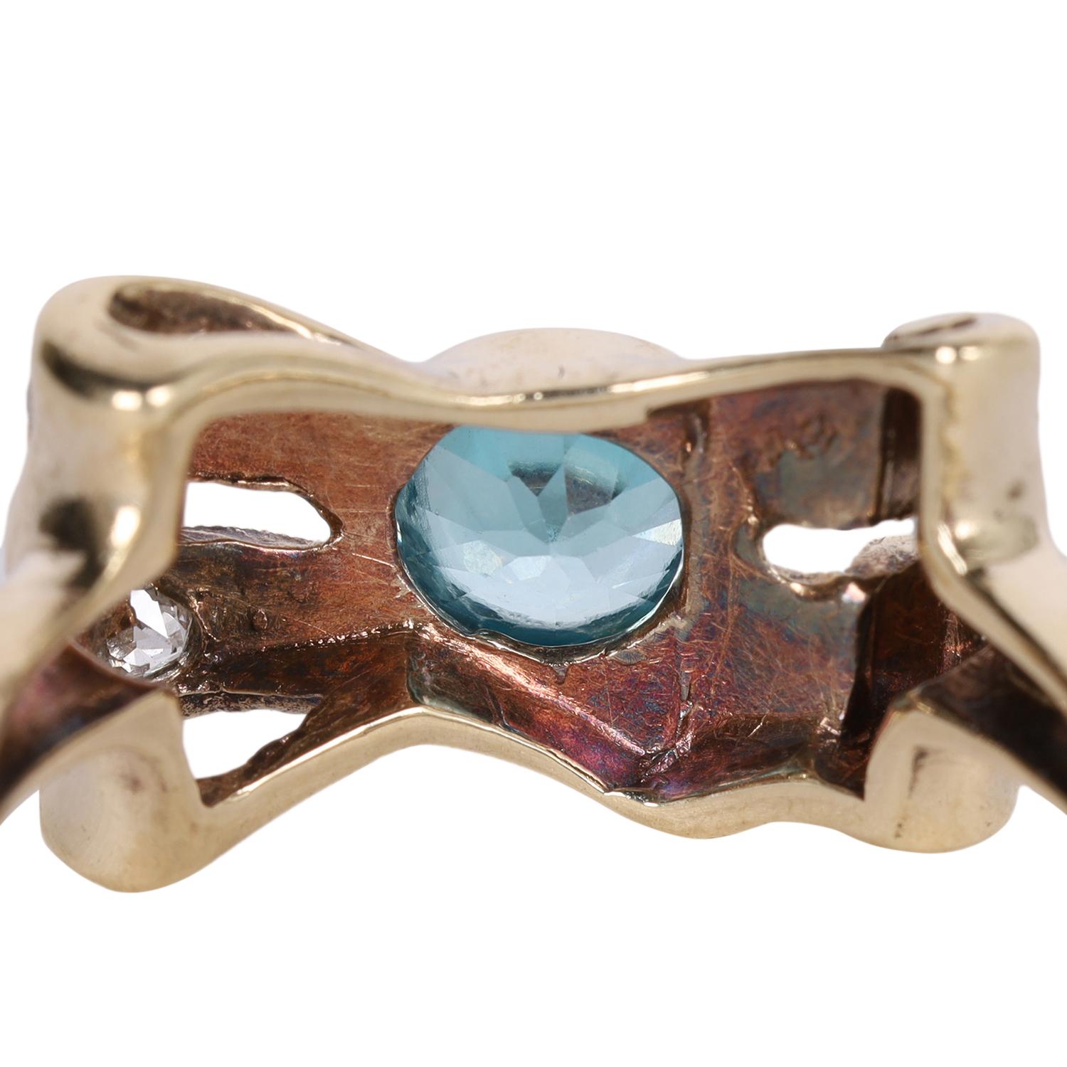 De las mujeres Antiguo anillo LONDON de topacio azul y nudo de diamantes en venta