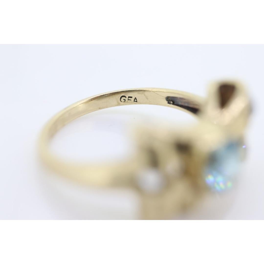 Bague londonienne ancienne en topaze bleue et diamants Nœud papillon en topaze et diamant en vente 5