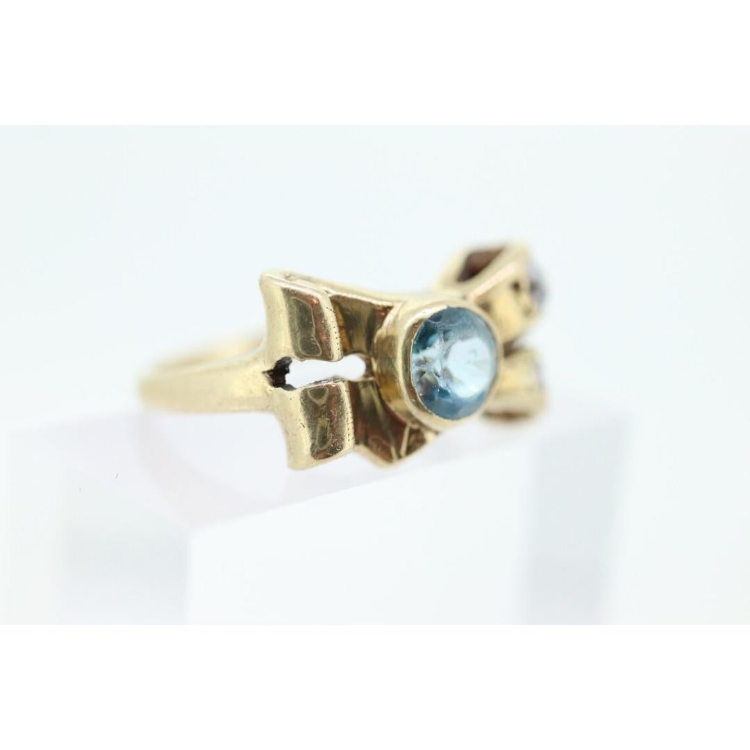 Bague londonienne ancienne en topaze bleue et diamants Nœud papillon en topaze et diamant Pour femmes en vente