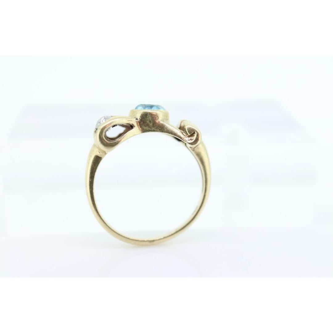 Bague londonienne ancienne en topaze bleue et diamants Nœud papillon en topaze et diamant en vente 1