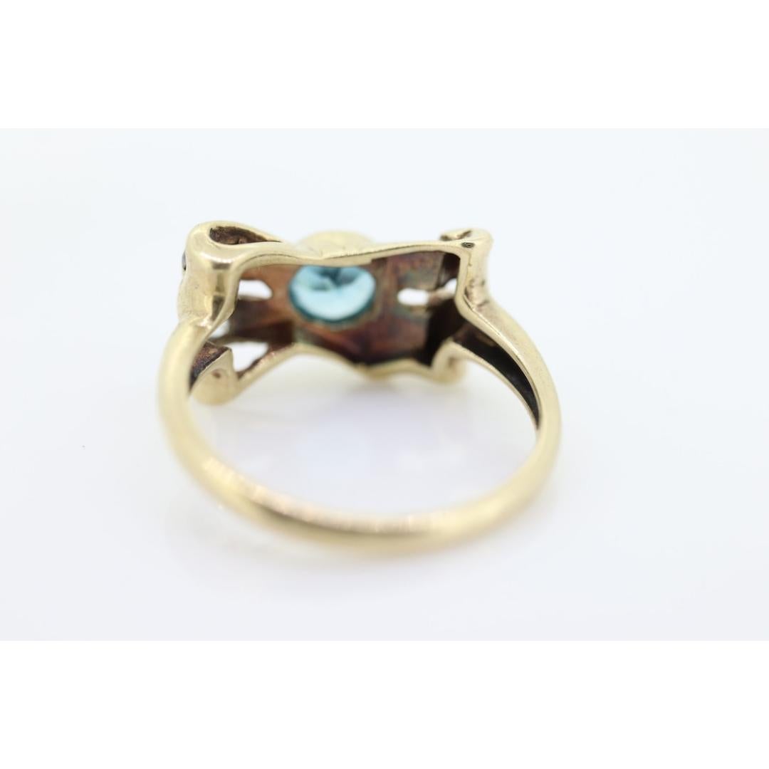 Bague londonienne ancienne en topaze bleue et diamants Nœud papillon en topaze et diamant en vente 3