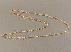 Antique Long 14K Gold Fancy Link Chain Necklace, Substantial Coil Links