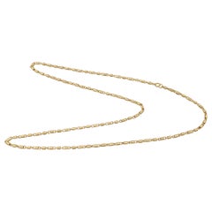 Antique Long 14K Gold Fancy Link Chain Necklace, Substantial Coil Links