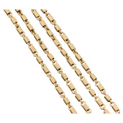 Antike lange 14K Gold Fancy Gliederkette Halskette, beträchtliche Spiralgliederglieder