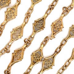 Antique Style Long Link Chain Necklace 18 Karat Yellow Gold Chain 66 Grams 57.5"