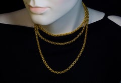 Antique Long and Heavy Gold Chain Necklace