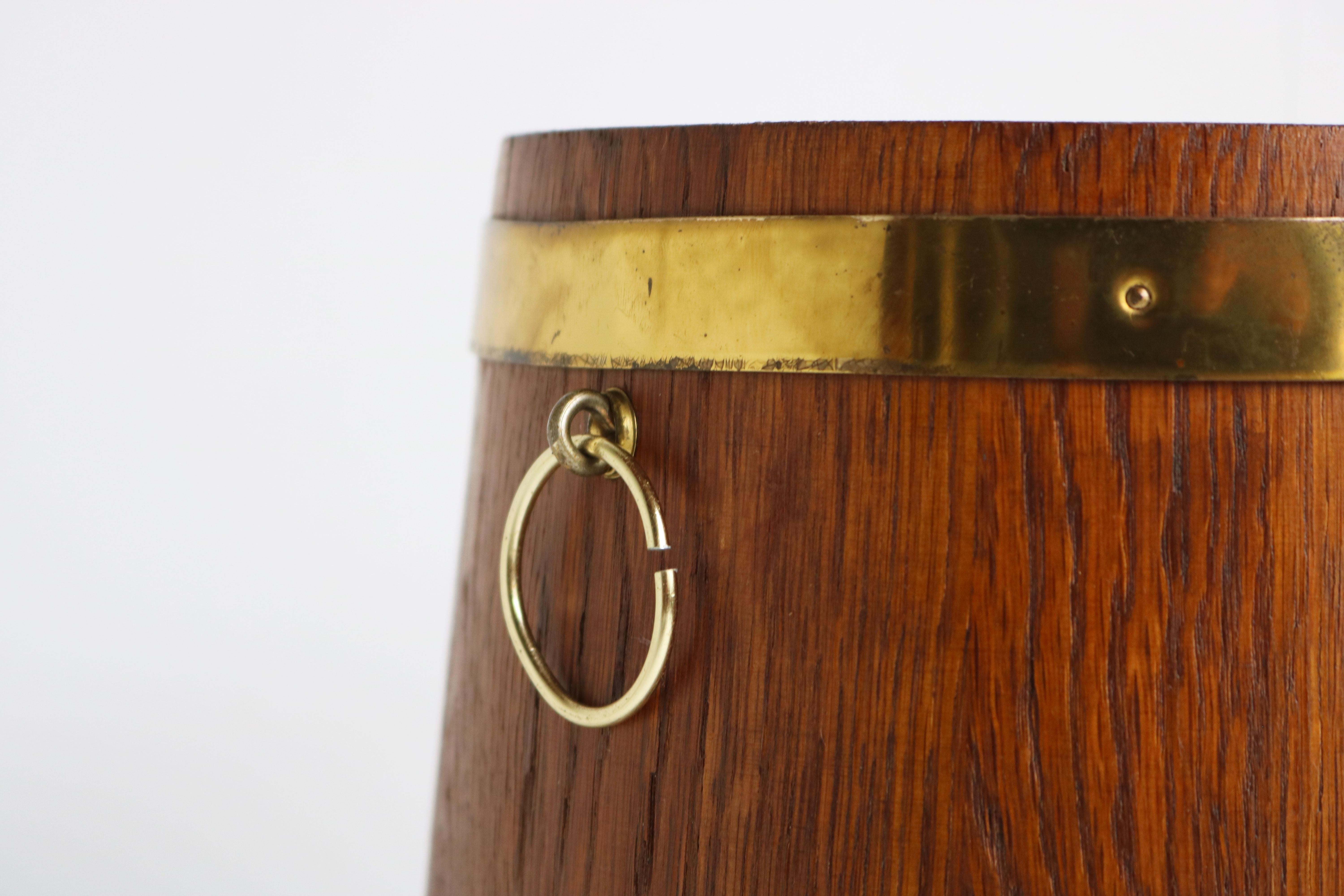 Victorian Antique Long Barrel Umbrella Stand Solid Oak Brass English 1900s Hallway Sticks For Sale