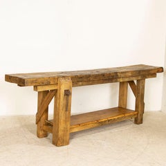 Antique Long Carpenters Workbench Rustic Console Table from France