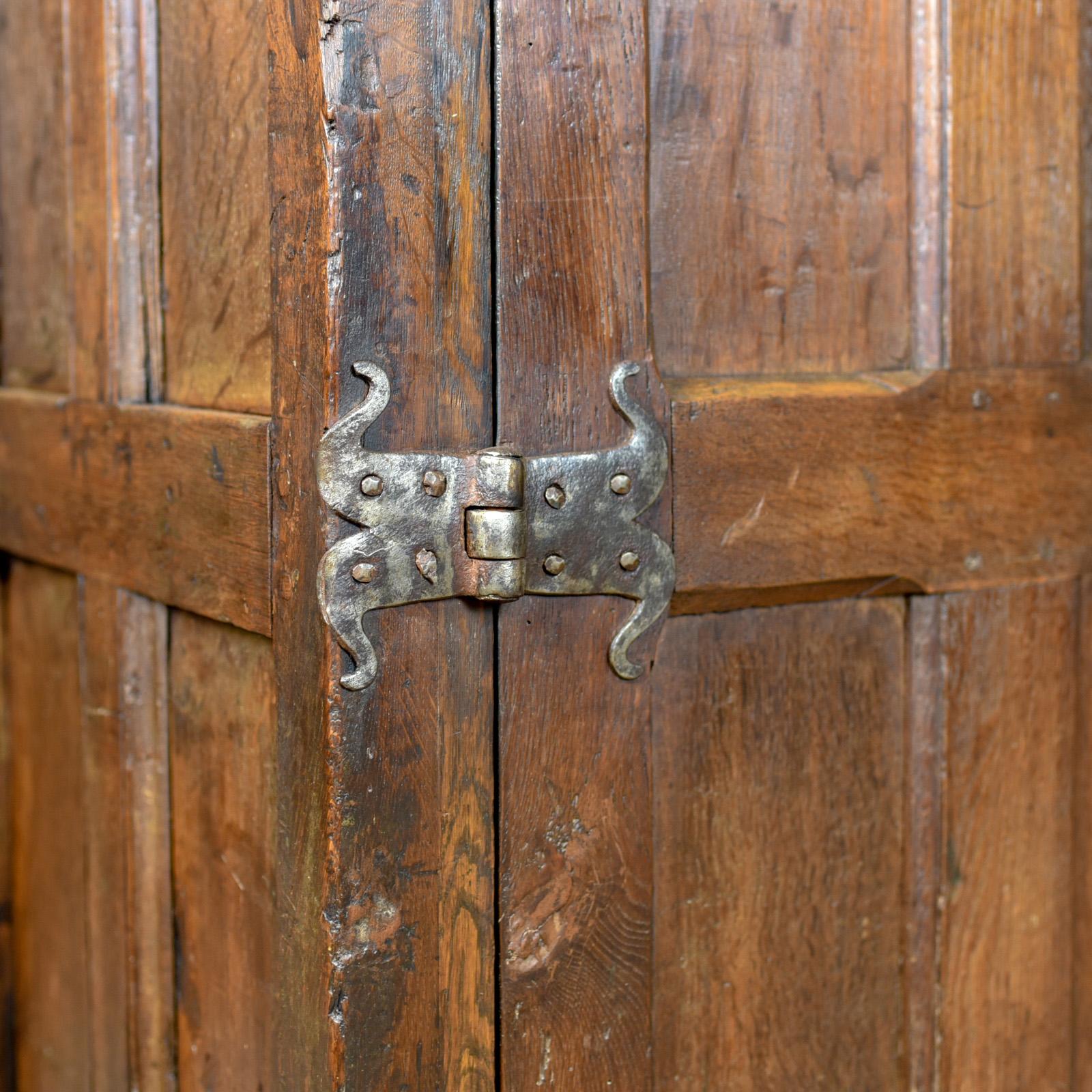 Antique Long Cupboard, Large Heavy Early English Oak Paneled 4