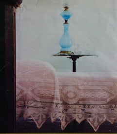 Antique 1880 Long Curtain in Corneline Fabric, Embroidered, 280cm