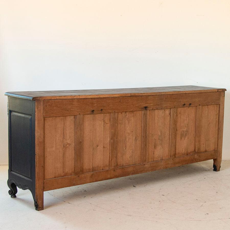 Wood Antique Long French Sideboard Buffet with Black Painted Finish