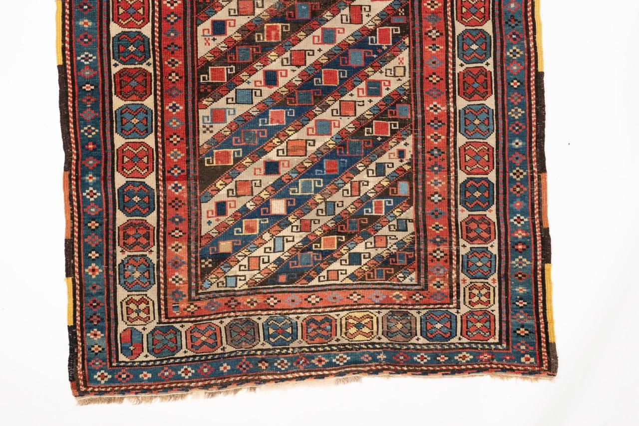 Hand-Woven Antique Long Gendje Caucasian Prayer Rug For Sale