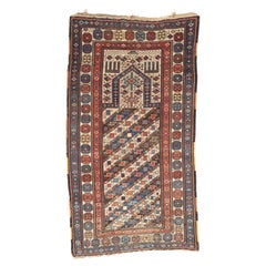 Ancien tapis de prière caucasien long Gendje