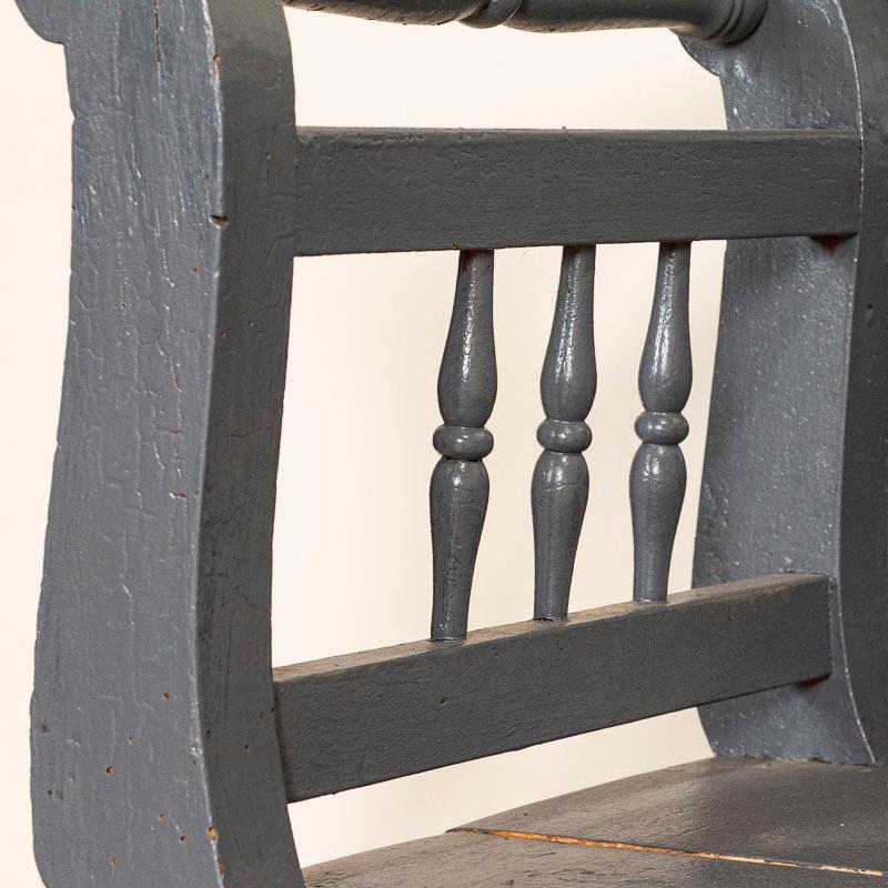 Antique Long Gray Painted Bench from Hungary 2