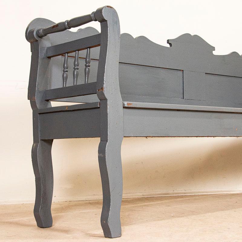 Antique Long Gray Painted Bench from Hungary 3