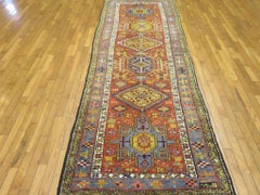 Antique Long Hand-Knotted Persian Heriz Runner Rug