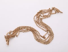 Antique Longuard 14 k Gold Watch Chain with Trombone Links