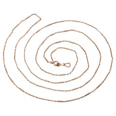 Antike Longuard 14 k Gold Uhrenkette mit Trombone-Gliedern, antik