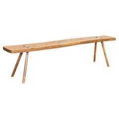 Antique Long Narrow Plank Bench with Splay Peg Legs