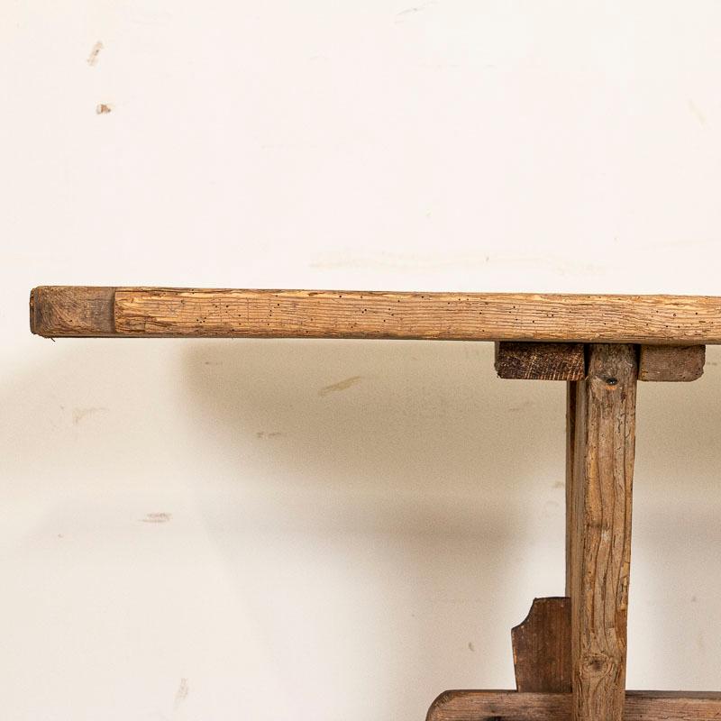Swedish Antique Long Narrow Trestle Dining Table Primitive Farmhouse Table from Sweden