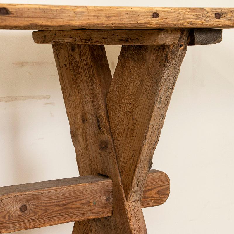 Antique Long Narrow Trestle Dining Table Primitive Farmhouse Table from Sweden In Good Condition In Round Top, TX