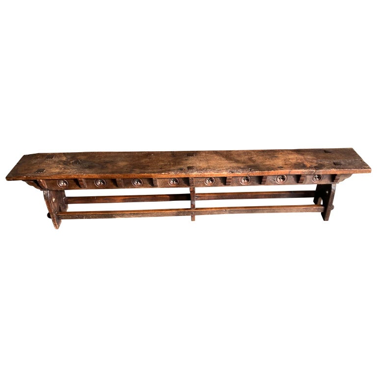 Antique Long Narrow Wooden Church Or Tavern Bench at 1stDibs long