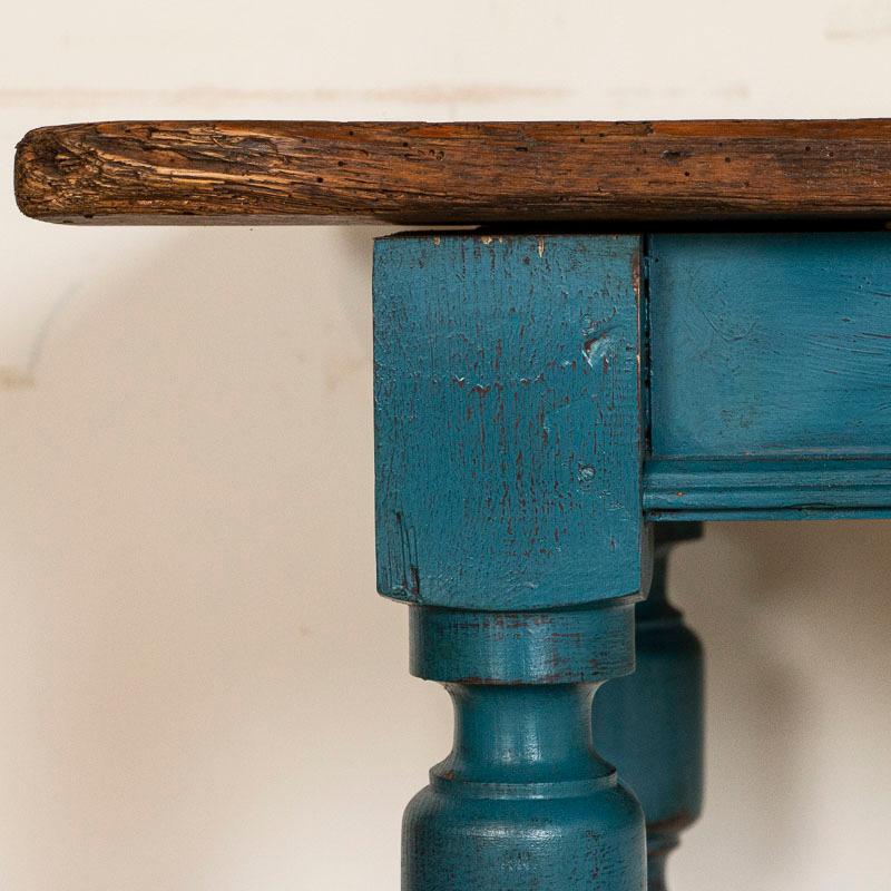 Hungarian Antique Long Original Blue Painted Farm Table Dining Table