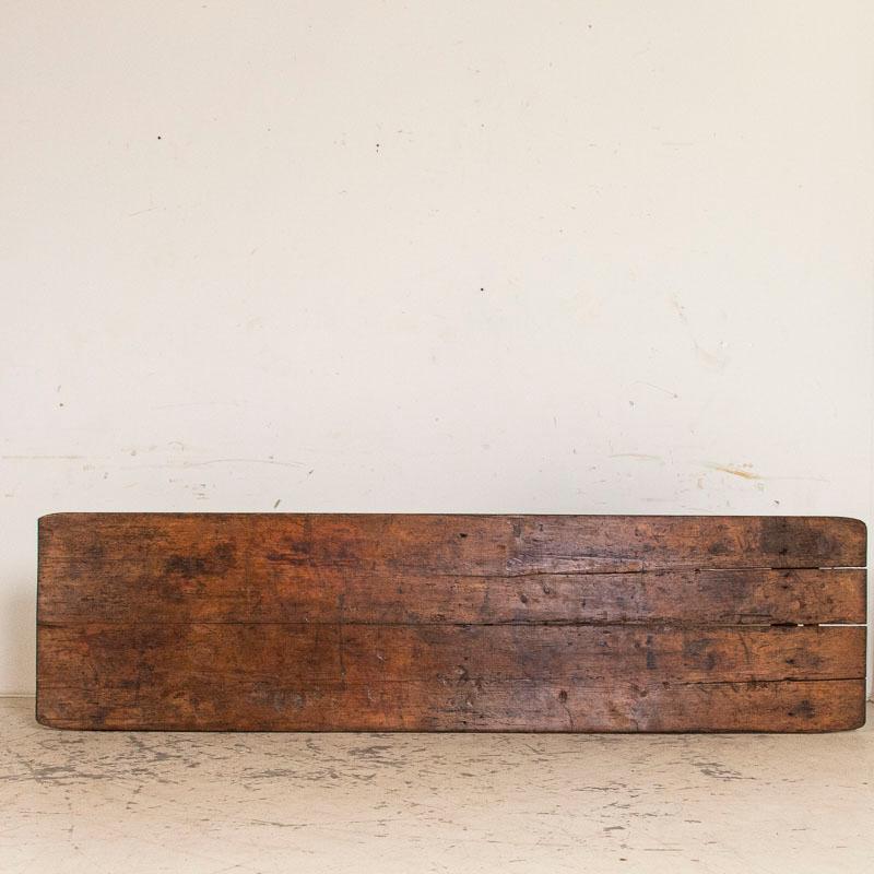 Antique Long Original Blue Painted Farm Table Dining Table In Good Condition In Round Top, TX
