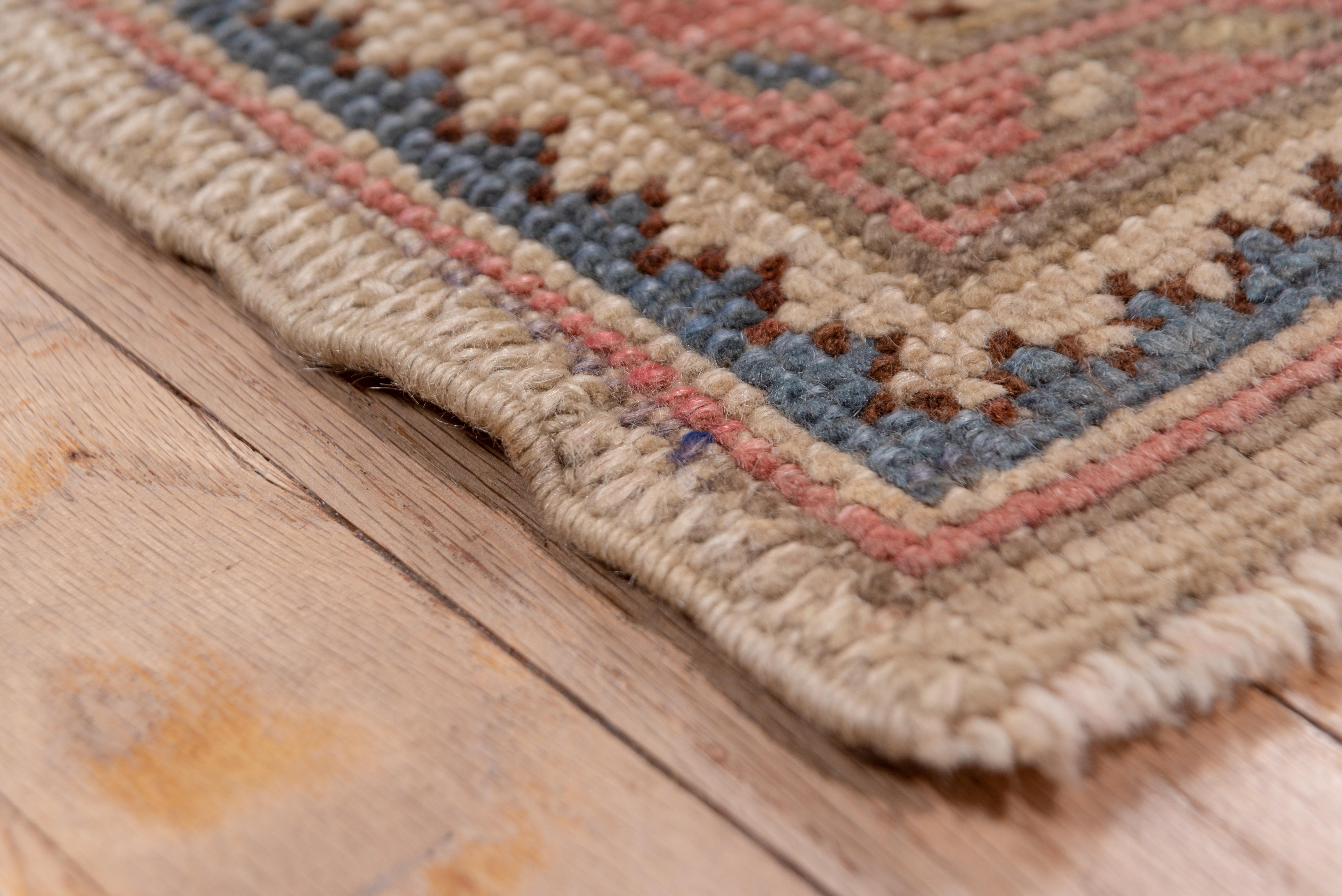 Wool Antique Long Oushak Runner, Sand Field