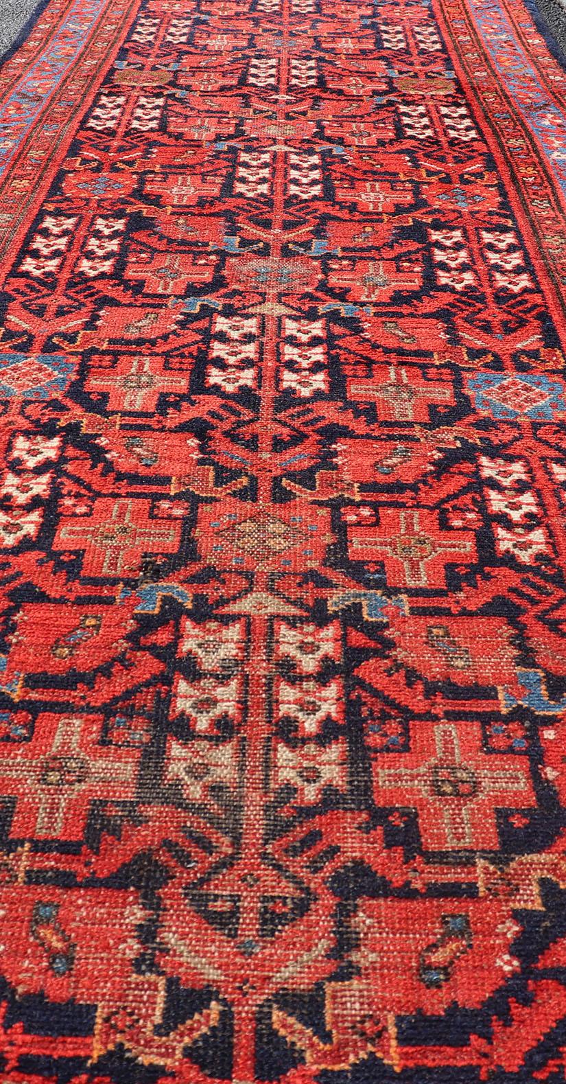 Antique Long Persian Malayer Runner with All-Over Geometric Herati Design For Sale 2
