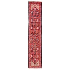 Antique Long Persian Malayer Runner with All-Over Geometric Herati Design Antique Long Persian Malayer Runner with All-Over Geometric Herati Design