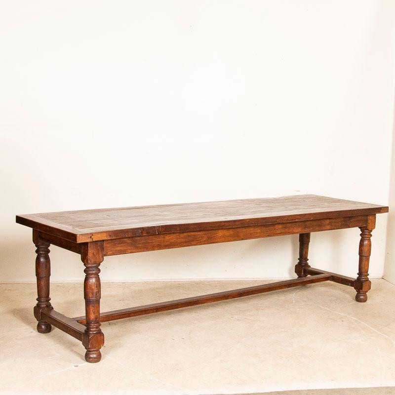 Antique Long Refectory Library Oak Dining Table from France In Good Condition In Round Top, TX