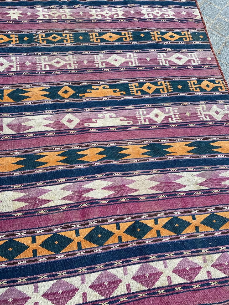 Hand-Woven Bobyrug’s Antique Long Tribal Kilim For Sale