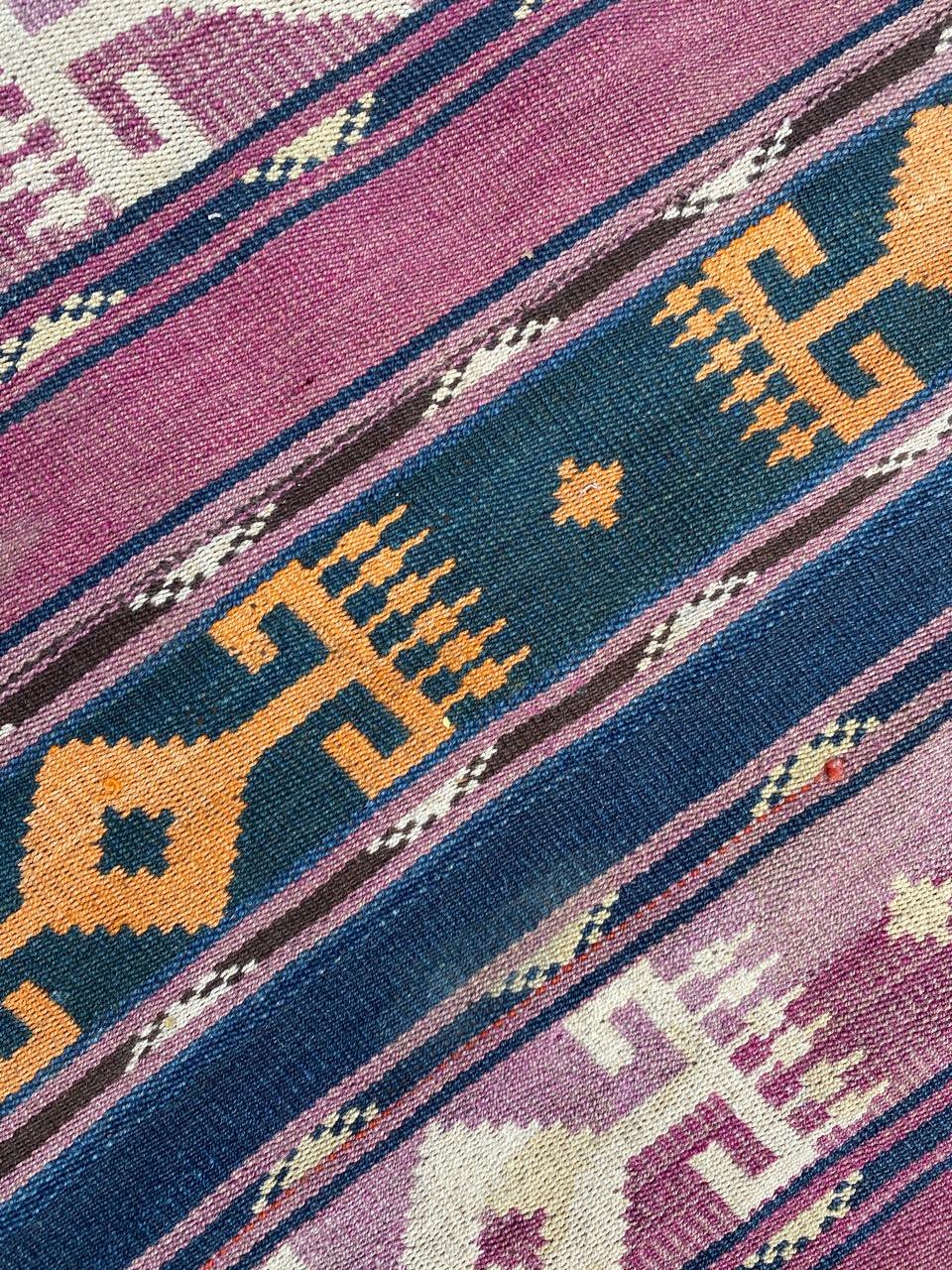 Wool Bobyrug’s Antique Long Tribal Kilim For Sale