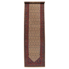 Antique Circa 1920 Long Serab Runner Camel Hair Hand Knotted 3'7 x 19'8