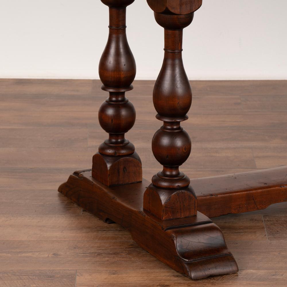 French Antique Long Walnut Refectory Library Dining Table Console, France circa 1860-80