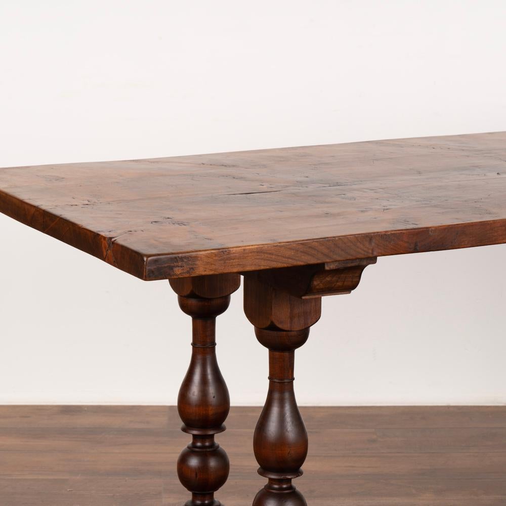 Antique Long Walnut Refectory Library Dining Table Console, France circa 1860-80 In Good Condition In Round Top, TX